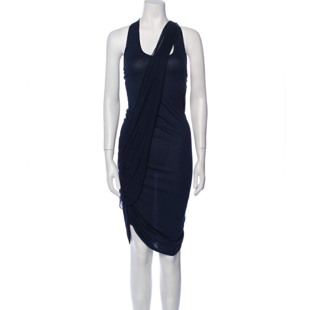 Alice + Olivia Draped Leather T-back Jersey Dress